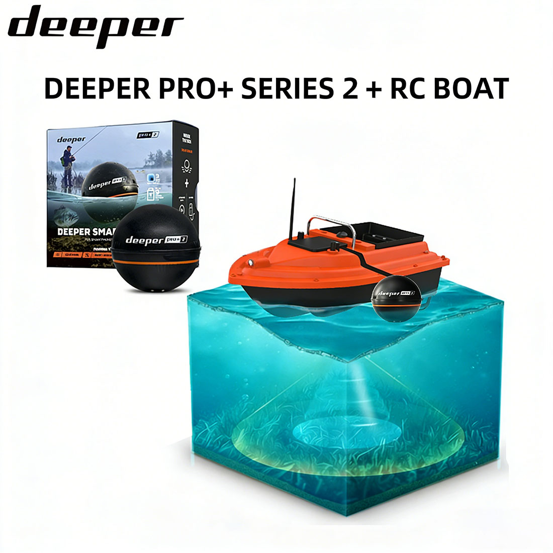 Chirp Sonar Fish Finder - DEEPER Smart Sonar Chirp+3 + Remote