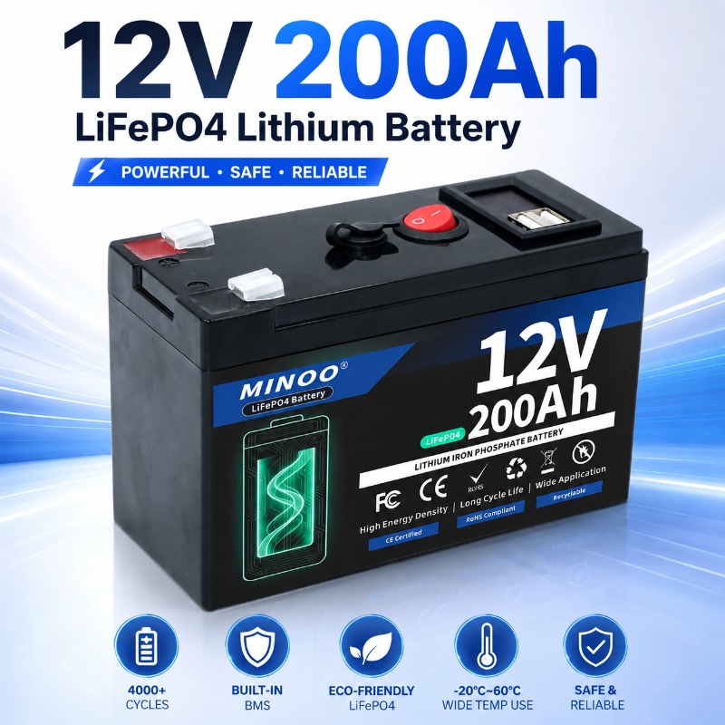 Fish Finder Battery 12V - 12V 200Ah LiFePO4 Solar Battery Deep