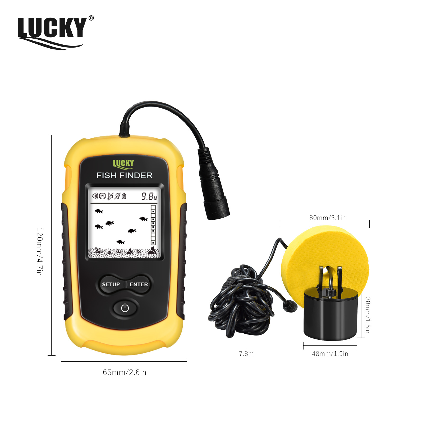 LUCKY FF1108-1 Portable Fish F - Fish Finder Transducer 200Khz ulasan dan harga